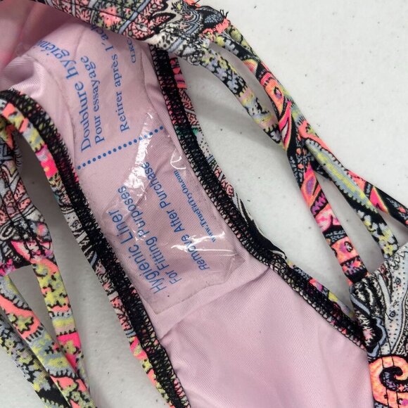 NWT VS 32D/S Paisley Bikini Set Bandeau Strappy Cheeky Swimsuit Multi-Color - Picture 3 of 16